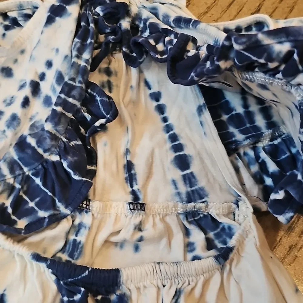 Ralph Lauren Navy and White Tie Dye Baby Romper 6M